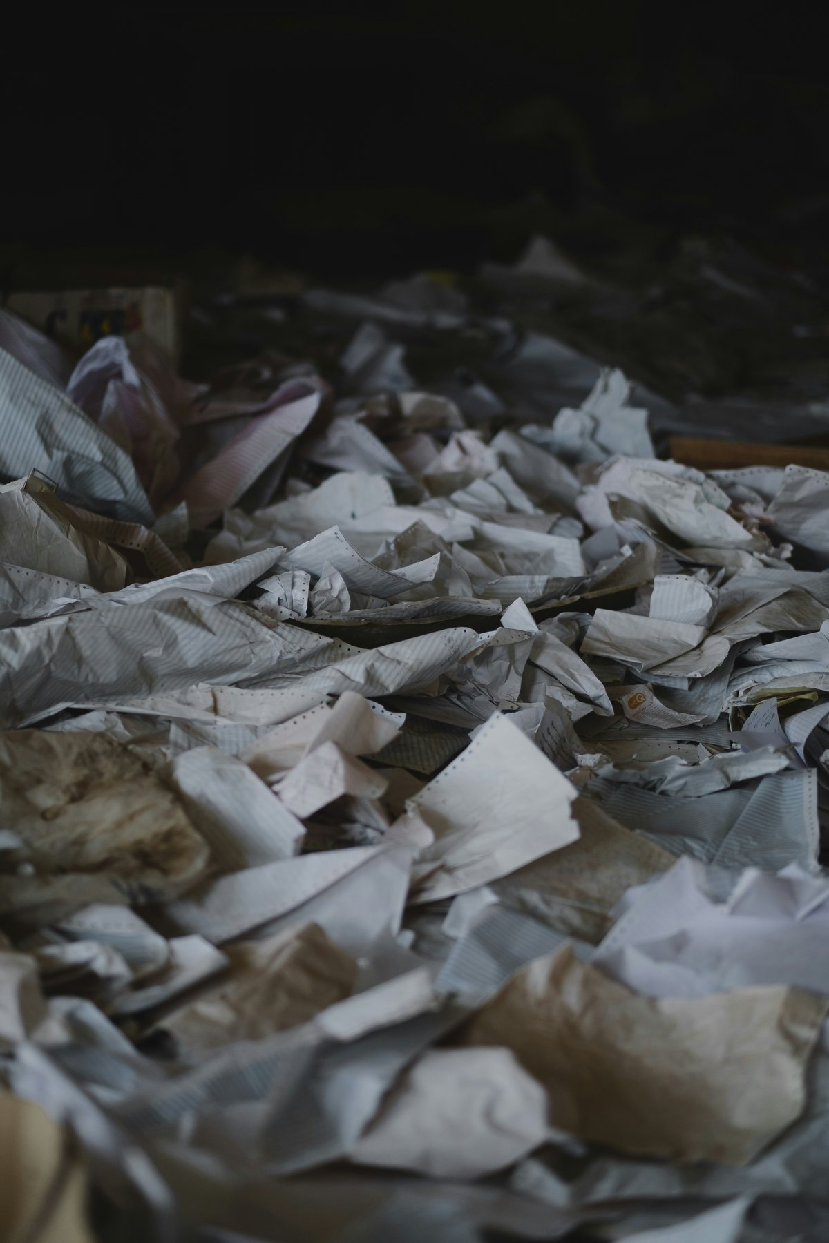 Discarded paper in an abandoned office